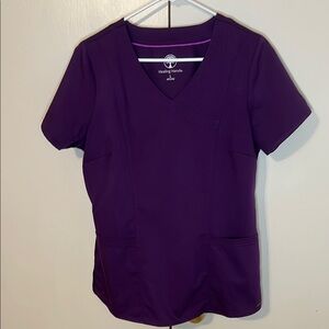 Healing Hands Plum Scrub Top Size Large